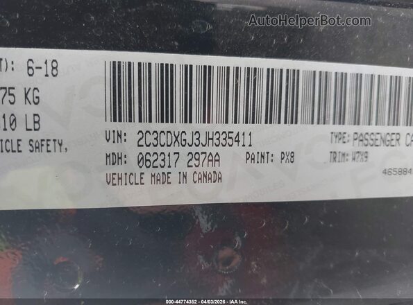 2C3CDXGJ3JH335411 2018 DODGE CHARGER Black ძრავის განყოფილების ხედი