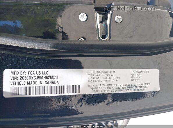2C3CDXGJ5MH626870 2021 DODGE CHARGER Black Widok komory silnika