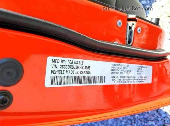 2C3CDXGJ8MH618908 2021 DODGE CHARGER Orange Widok komory silnika