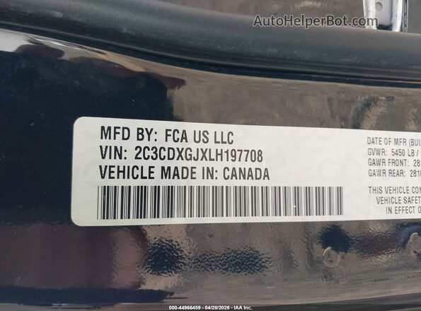 2C3CDXGJXLH197708 2020 DODGE CHARGER Black Engine compartment view