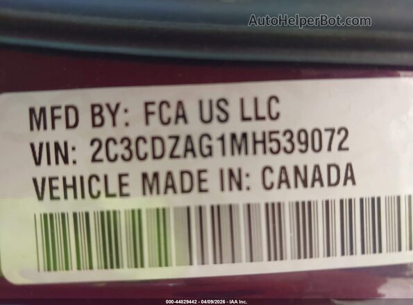 2C3CDZAG1MH539072 2021 DODGE CHALLENGER Purple Вид підкапотного простору