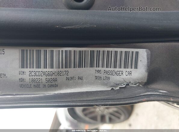 2C3CDZAG6GH102172 2016 DODGE CHALLENGER Gray ძრავის განყოფილების ხედი