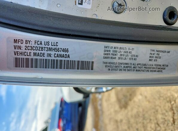 2C3CDZBT3MH567466 2021 DODGE CHALLENGER Silver Vista del compartimento del motor
