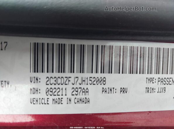2C3CDZFJ7JH152008 2018 DODGE CHALLENGER Maroon 