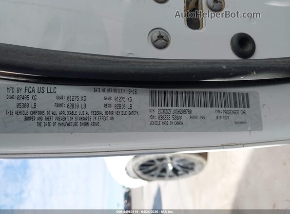 2C3CDZFJXGH209780 2016 DODGE CHALLENGER White Engine compartment view