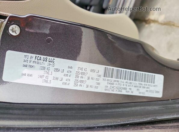2C4RC1AG2GR200880 2016 CHRYSLER TOWN Gray Widok naklejki z numerem VIN