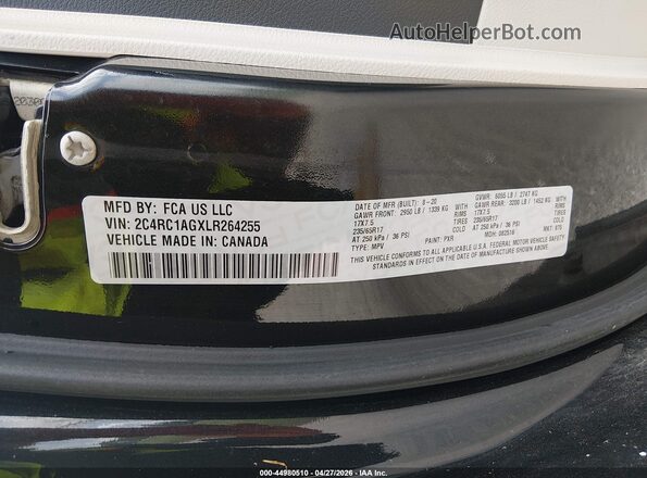 2C4RC1AGXLR264255 2020 CHRYSLER VOYAGER Black Vista del compartimento del motor