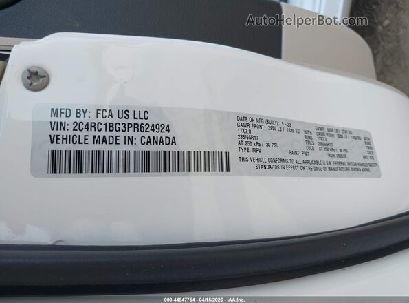 2C4RC1BG3PR624924 2023 CHRYSLER PACIFICA White Շարժիչի բաժամունքի տեսք