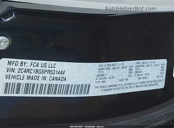 2C4RC1BG6PR531444 2023 CHRYSLER PACIFICA Black Engine compartment view