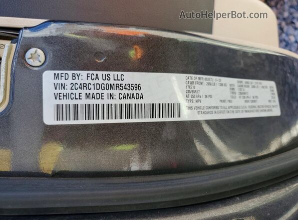 2C4RC1DG0MR543596 2021 CHRYSLER VOYAGER Gray 
