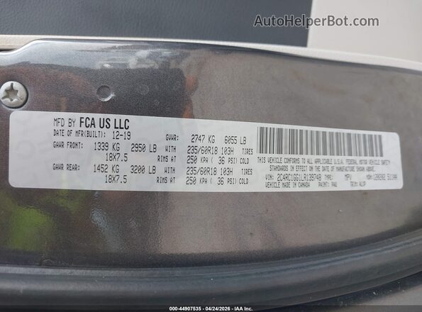 2C4RC1GG1LR139748 2020 CHRYSLER PACIFICA Gray Engine compartment view