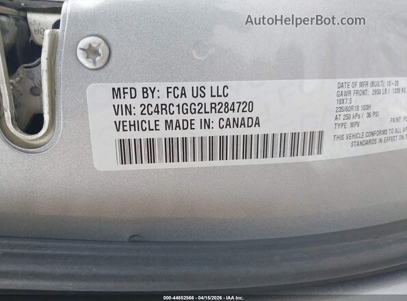 2C4RC1GG2LR284720 2020 CHRYSLER PACIFICA Silver Շարժիչի բաժամունքի տեսք