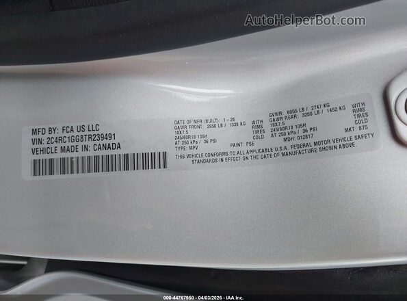 2C4RC1GG8TR239491 2026 CHRYSLER PACIFICA Silver Շարժիչի բաժամունքի տեսք