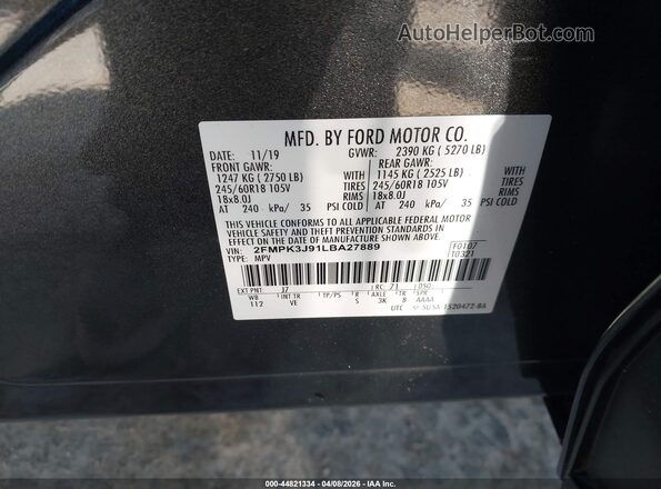 2FMPK3J91LBA27889 2020 FORD EDGE Gray Вид підкапотного простору