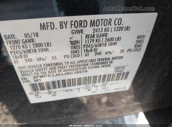 2FMPK3J93JBC18579 2018 FORD EDGE Черный 