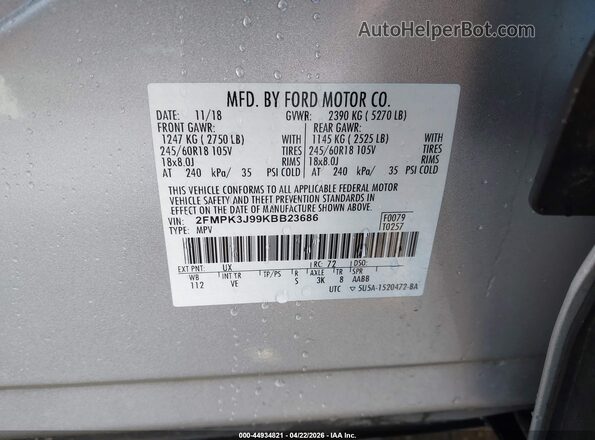 2FMPK3J99KBB23686 2019 FORD EDGE Silver Շարժիչի բաժամունքի տեսք