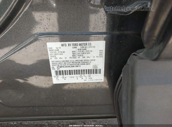2FMPK3K99LBA15813 2020 FORD EDGE Gray ძრავის განყოფილების ხედი