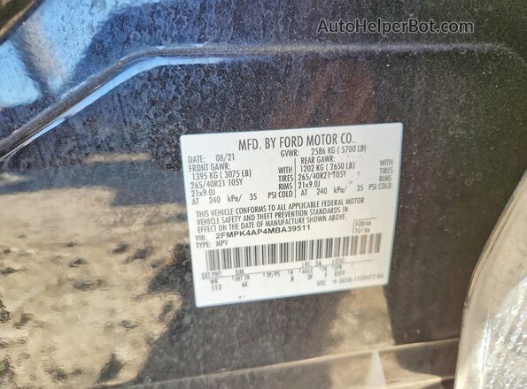 2FMPK4AP4MBA39511 2021 FORD EDGE Black 