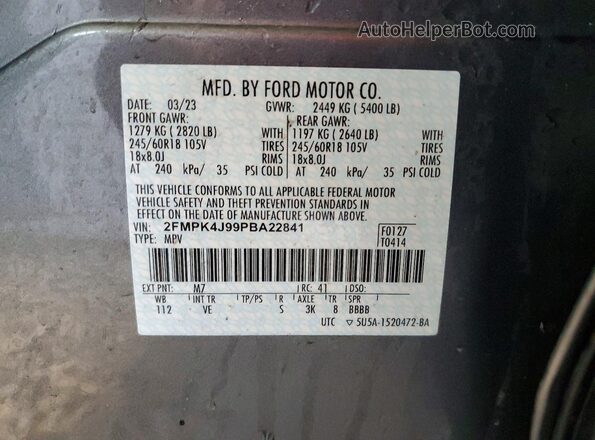 2FMPK4J99PBA22841 2023 FORD EDGE Серый 