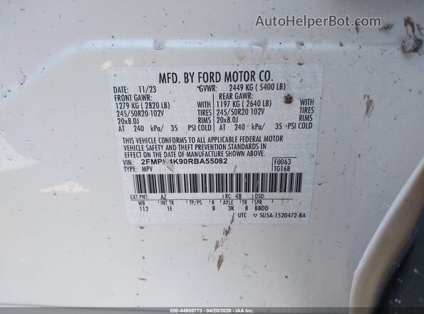 2FMPK4K90RBA55082 2024 FORD EDGE White 