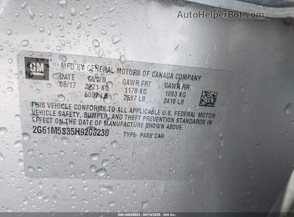 2G61M5S35H9200230 2017 CADILLAC XTS Silver Engine compartment view