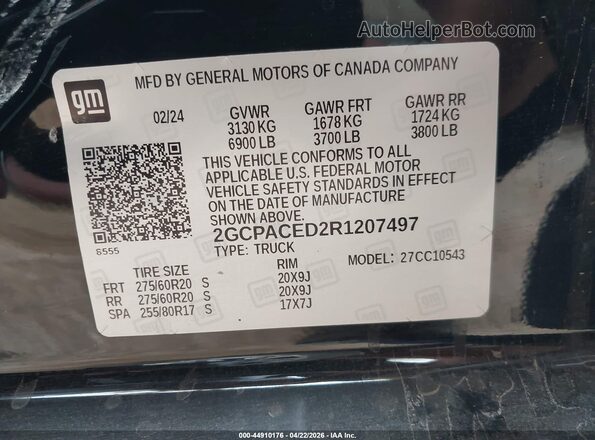 2GCPACED2R1207497 2024 CHEVROLET SILVERADO Black ძრავის განყოფილების ხედი