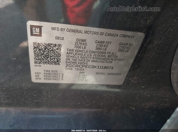 2GCRCPEC3K1118674 2019 CHEVROLET SILVERADO Gray Widok komory silnika