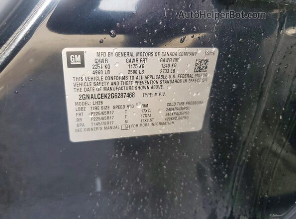 2GNALCEK2G6287468 2016 CHEVROLET EQUINOX Black VIN կոդի պիտակի տեսք