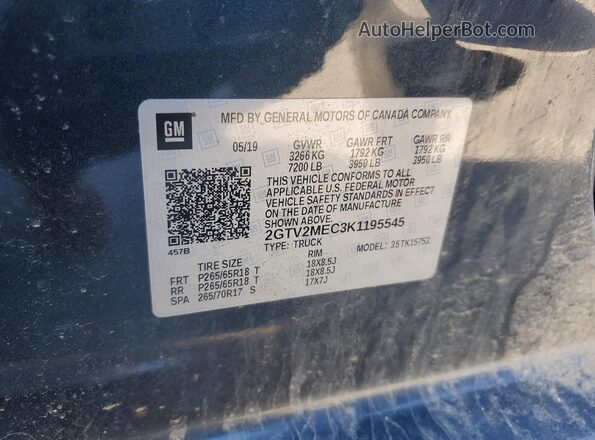 2GTV2MEC3K1195545 2019 GMC SIERRA Синий 