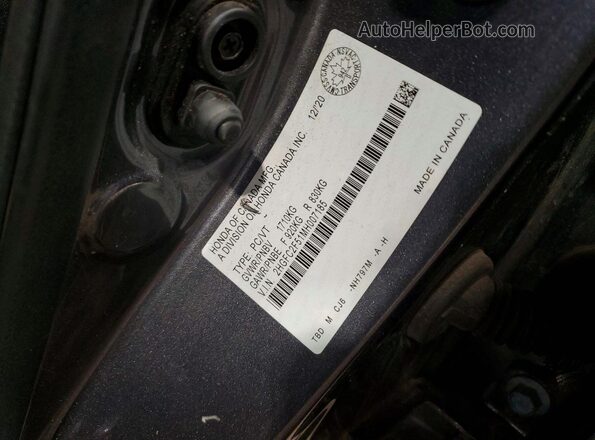 2HGFC2F51MH007185 2021 HONDA CIVIC Угольный Вид подкапотного пространства
