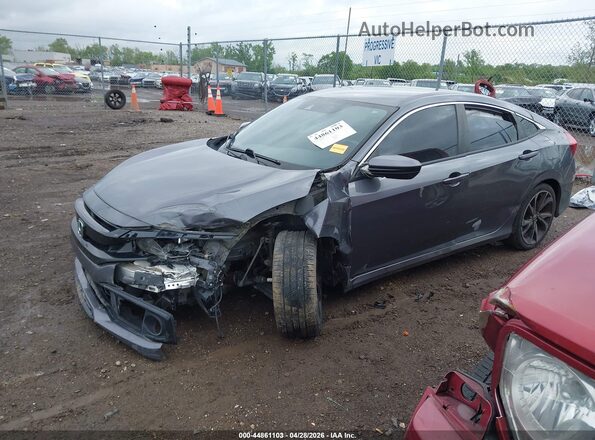 2HGFC2F89KH598566 2019 HONDA CIVIC Gray Առջևի ձախ երեք քառորդ տեսարան