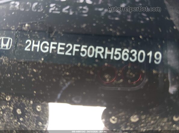 2HGFE2F50RH563019 2024 HONDA CIVIC Black Widok komory silnika