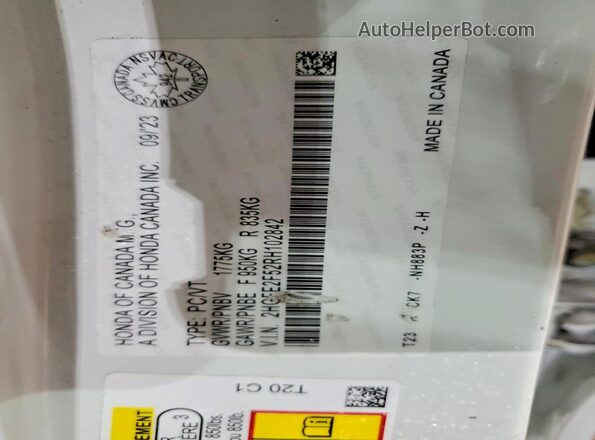 2HGFE2F52RH102842 2024 HONDA CIVIC Белый Вид подкапотного пространства