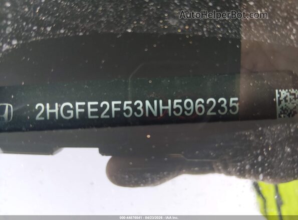 2HGFE2F53NH596235 2022 HONDA CIVIC Black Вид підкапотного простору