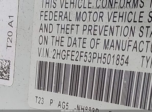 2HGFE2F53PH501854 2023 HONDA CIVIC White Շարժիչի բաժամունքի տեսք