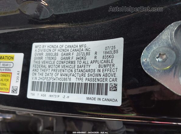 2HGFE2F54TH508676 2026 HONDA CIVIC Blue 