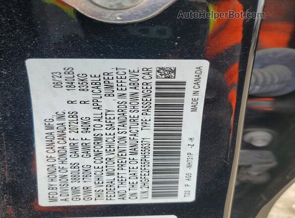 2HGFE2F55PH556371 2023 HONDA CIVIC Black Շարժիչի բաժամունքի տեսք
