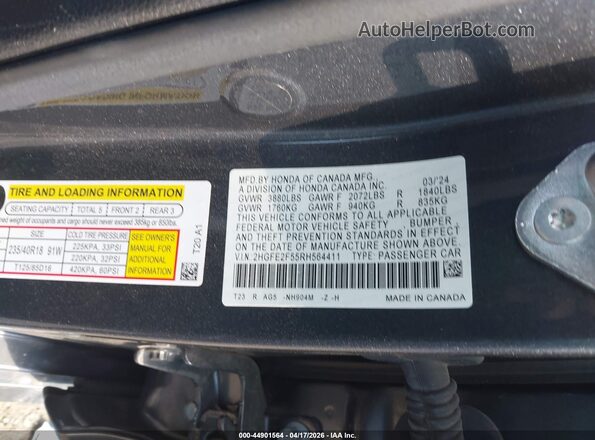 2HGFE2F55RH564411 2024 HONDA CIVIC Gray 
