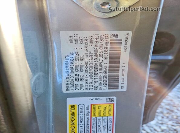 2HGFE2F58SH522014 2025 HONDA CIVIC Silver Շարժիչի բաժամունքի տեսք
