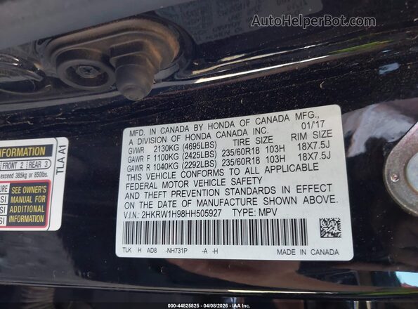 2HKRW1H98HH505927 2017 HONDA CR-V Черный 