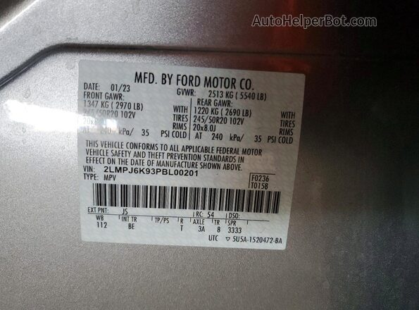 2LMPJ6K93PBL00201 2023 LINCOLN NAUTILUS Silver Vista del compartimento del motor