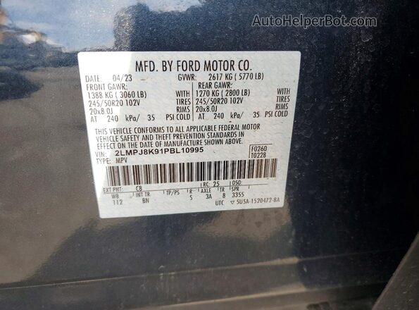 2LMPJ8K91PBL10995 2023 LINCOLN NAUTILUS Charcoal Շարժիչի բաժամունքի տեսք