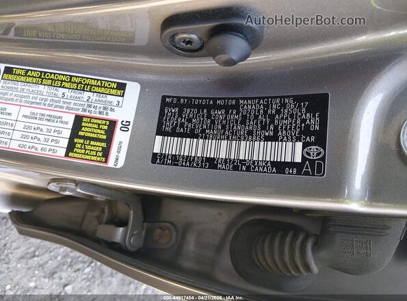 2T1BURHEXHC938865 2017 TOYOTA LL Beige 