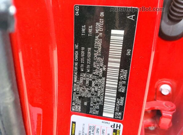 2T2ADCAZ6RC006696 2024 LEXUS NX Red Вид наклейки з VIN-кодом