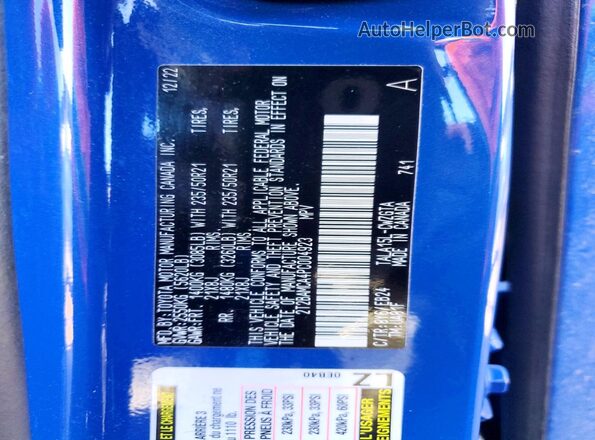 2T2BAMCA4PC004923 2023 LEXUS RX Blue Вид наклейки з VIN-кодом