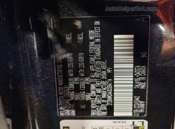 2T2BAMCA4SC094714 2025 LEXUS RX Black VIN sticker view