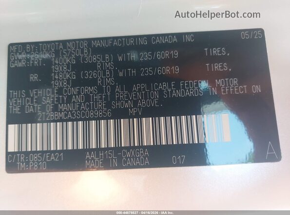 2T2BBMCA3SC089856 2025 LEXUS RX 350H White Շարժիչի բաժամունքի տեսք