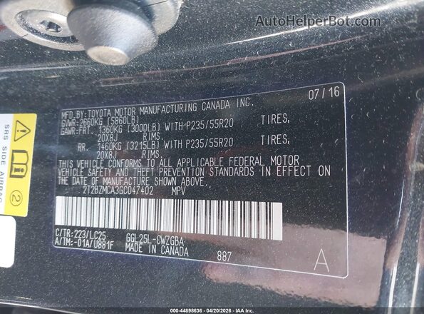 2T2BZMCA3GC047402 2016 LEXUS RX 350 Черный Вид подкапотного пространства