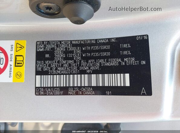 2T2BZMCA8GC013651 2016 LEXUS RX 350 Silver Engine compartment view