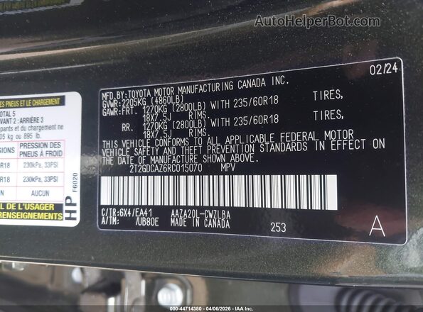 2T2GDCAZ6RC015070 2024 LEXUS NX 250 Green Vista del compartimento del motor